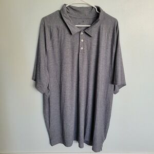 Gap Fit Mens XXXL Gray Heathered Performance Polo Shirt Short Sleeve Activewear